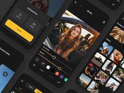 Grids App Design application black camera design editor feed graphic graphic design grids insta grids instagram ios mobile app photo photo editor ui unway ux vector