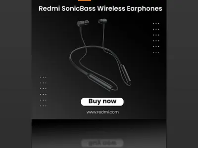 Redmi Sonic bass Wireless Earphones-Social media poster branding design