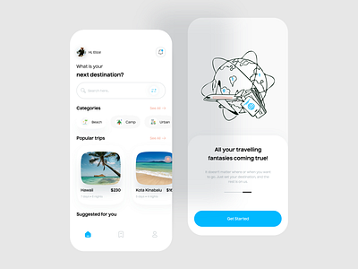 Trip Booking App app design design illustration light mode logo mobile app design mobile ui travel ui ux uidesign uiux uiux design uiuxdesign