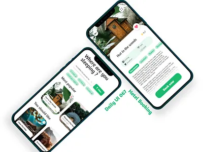 Daily UI 067 - Hotel Booking adobe xd app application book challenge daily ui dailyui design environment green hotel hotel booking hut interface mobile phone room ui ux woods