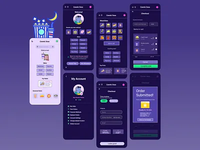 Cosmic Snax app cinema design food food app mobile app mobile ui movie theater snacks ui ux