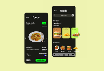 Foods App UI for mobile animation app branding food app graphic design motion graphics ui ux