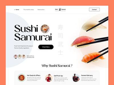 Sushi Samurai Web Header. asian food clean design homepage japanese food landing page design marketing mockup orix project restaurant website sajon sushi sushi food sushi restaurant sushi website uidesign ux designer web design website