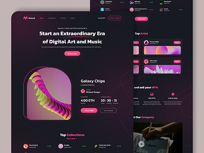 Mooral - Landing Page 3d art clean clear creative crypto dark digital illustration landing page marketplace metaverse nft ui uidesign uiux uiwebsite web website