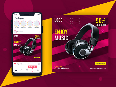 Headphone Sale Social Media Post Banner Design ad banner business design discount facebook post headphone headphone banner headset illustration instagram banner instagram post marketing offer offer post post sale sale tag social media post vector