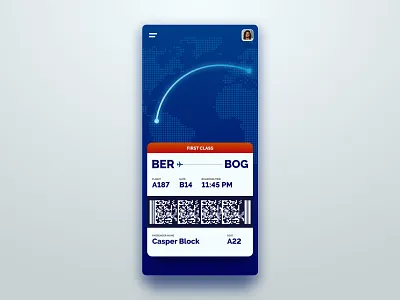 Daily UI Challenge :: 024 - Boarding Pass android app blue bording pass dailyui flight ios mobile plane ui