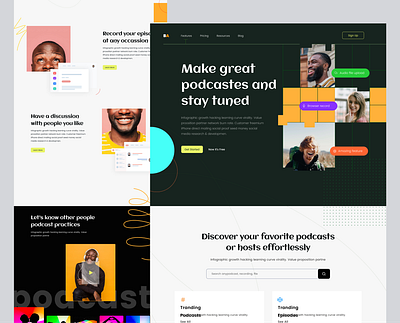 Podcast-Landing Page 3d audio design landing page listening minimal music podcast podcast landing page podcast web podcast website podcasts podfasts popular design web website