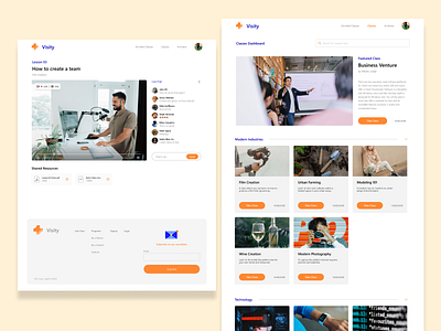 Visity Menu and Class Pages app branding class page creative design form illustration learning login logo ui uiux user interface web app web design