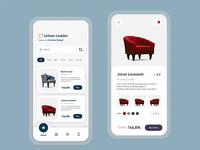 Furniture App Design app application branding design furniture graphic design illustration landing page logo ui uiux ux vector website