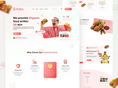 Food Delivery Landing Page cuisine delivery app eat food delivery application food delivery service food illustration landing page landingpage recipe restaurant ui design uiux user interface design website design