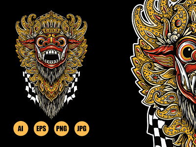 Bali barong illustration artwork design illustration logo mascot print tattoo tshirt vector