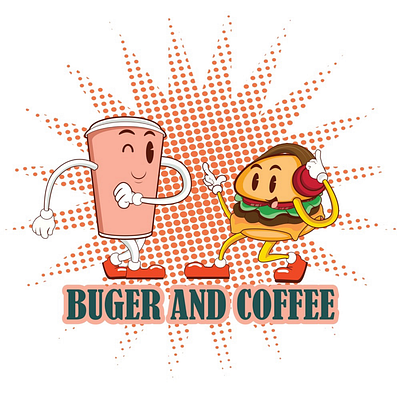 Buger and coffee burger business coffee cute design fastfood food illustration lifestyle logo mascot restaurant vector