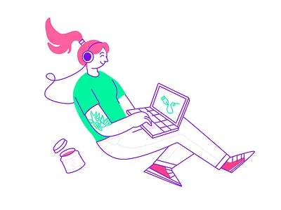 Peanuts girl 2d app branding geek girl illustration pink vector webillustration women