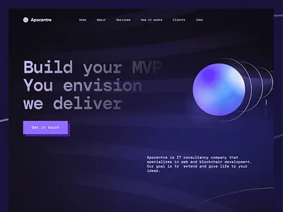 Apocentre website: Landing Page design desktop landing landing page ui uiux ux web web ui website