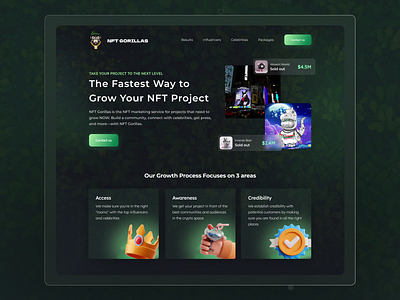 NFT Gorillas | A marketing service art clean clean website creative crypto website marketing marketing website minimal minimal website nft nft website ui ui design ux web design web3 website website design