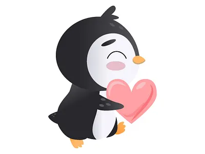 Cute penguin character with heart adobe illustrator animal set branding children book children character color cute animal cute character design graphic design icon set illustration nft penguin penguin set print set typography vector vector set winter set