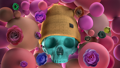 Cyan Skull 3d art cinema4d composition design illustration motion graphics photoshop