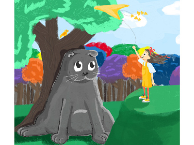 Betty and cat Mo animal book cat girl illustration kids