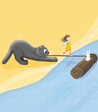 Would you like to save the bunny? book cat girl illustration kids