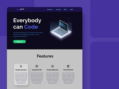 Landing Page for CodeKIT landing page ui web ui webpage