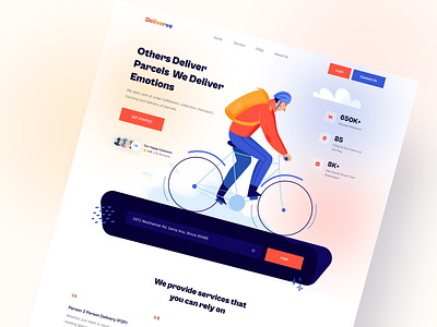 Deliveree Landing UI courier creative delivery delivery app food delivery home delivery homepage landing page minimal online delivery order parcel typography ui uidesign ux web website