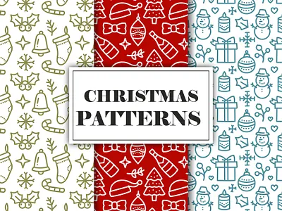 set-hand-drawn-christmas-patterns year pattern