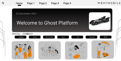 Ghost Blog Theme BatMobile 3d animation blog blog theme branding design duotone flat ghost ghost theme graphic design illustration motion graphics theme ui vector web