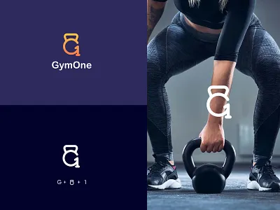 GymOne logo branding exercise female gym fitness gym kettlebell letter g logo logodesign one women gym workout