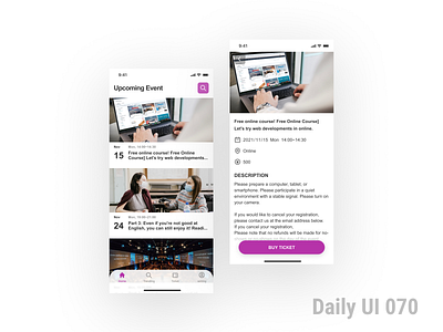 DailyUI Challenge 070 Event Listing 070 app dailyui dailyuichallenge event listing ui