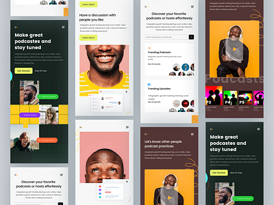 Podcast Mobile Responsive Design clean design design graphic design landing page minimal dsign music podcast podcast app podcast design podcast mobile podcast ui podcast website popular podcast postcast responsive