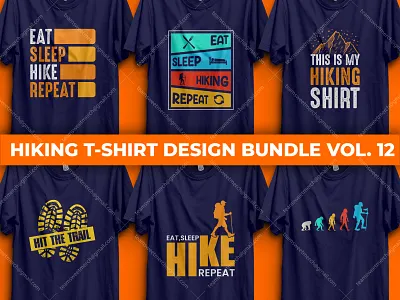 Hiking T-Shirt Design Bundle Vol. 12 apparel design illustration logo retro t shirt shirt t shirt t shirt designer t shirt designer t shirt illustration t shirt mockup tee template tshirt tshirt art tshirts ui