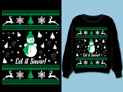 Let it snow Christmas sweater, sweatshirt, t-shirt design. christmas christmas t shirt deer design dribbble graphic design graphic designer let it snow ornament shot snow template winter