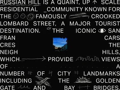 Russian Hill abstract analog bay area black and white boutique type clean collage handdrawn handwritten minimal photography san francisco sketch swiss typography west coast