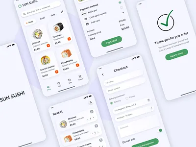 Sun sushi clean design figma food illustration minimal mobile app sushi ui ux