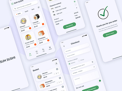 Sun sushi clean design figma food illustration minimal mobile app sushi ui ux
