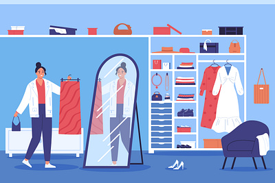 Wardrobe composition accessory clothes fashionable flat illustration vector wardrobe