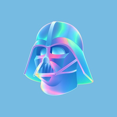 Darth Vader Helmet chromatic chrome darth vader futuristic helmet illustration iridescent motion graphics neon star wars