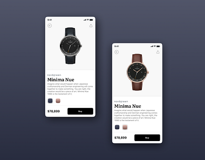 Luxury Watch Store UI - Product Screens app clean concept design modern ui ui design