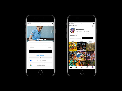 Foodie (Sign in + Profile) app design food mobile social media ui