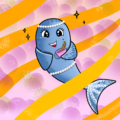 Princess Fish animal art book character characterdesign childrenapp childrenbook crown enjoymoment fish funtime gameart illustration pearl princess sea self care swim tea vibrant