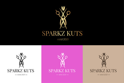 Sparkz kuts barber logo beauty logo branding design feminine graphic design illustration logo logo design luxury logo spa logo typography vector