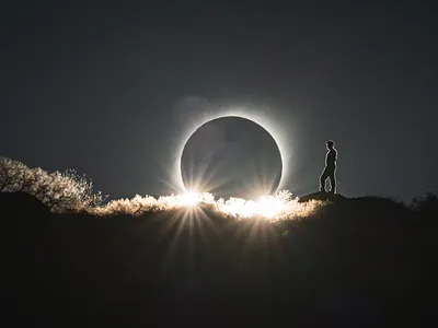 Spaceman abstract futuristic solar eclipse