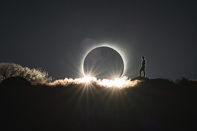 Spaceman abstract futuristic solar eclipse