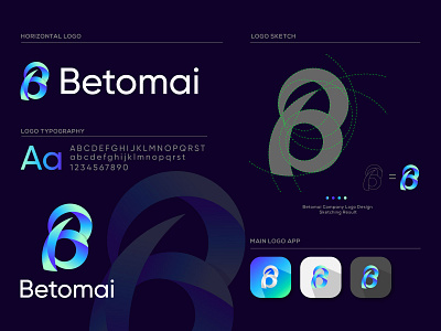 Betomai Logo Design Project abstract logo b letter b logo b mark brand identity branding corporate identity design gradient graphic design letter logo logo logo branding logo design branding logotype modern branding design modern logo