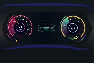 Designed a neon Car Hud de design graphic design ui