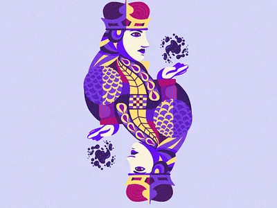She always takes it black. cards deck of cards folk illustration illustrator music procreate queen queen of clubs royalty songs symmetry
