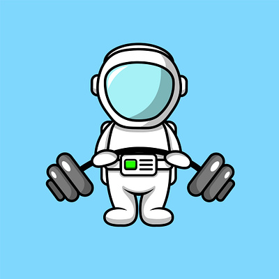 Cute Astronaut Lifting Barbell galaxy