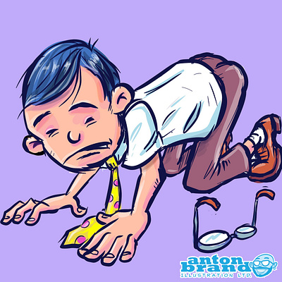 Cartoon man has lost his glasses cartoon character glasses humour illustration lost nerd