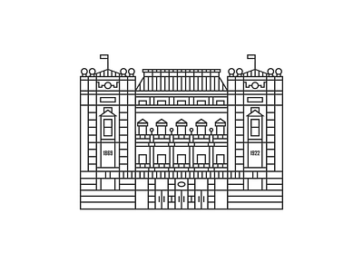 National Theatre Belgrade design flat geometric illustration monoline vector