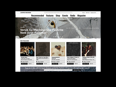 Looped Records (Alternate) landing page music record store records ui website
